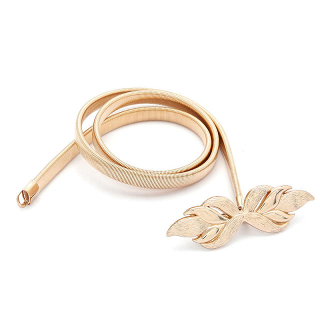 Korean fashion gold color leaf easy match elastic belt