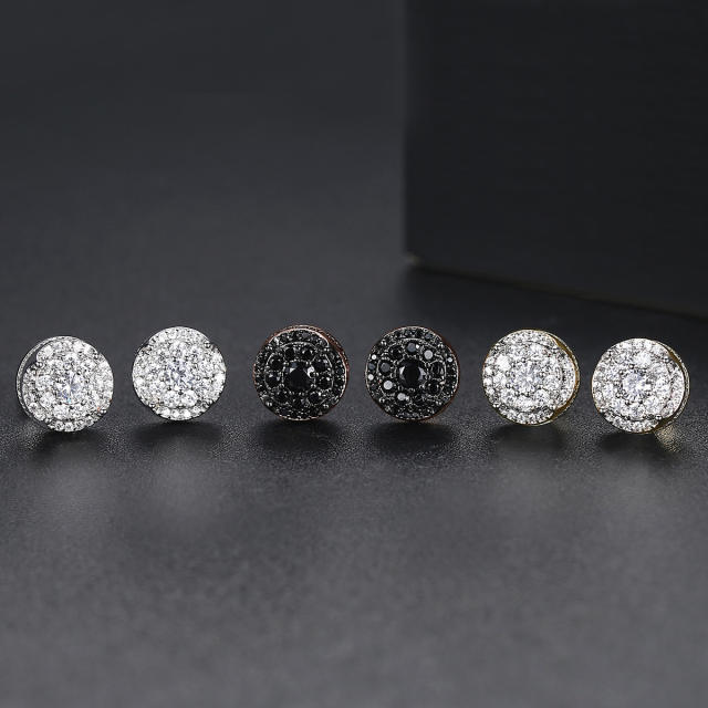 Hiphop diamond copper studs earrings for men