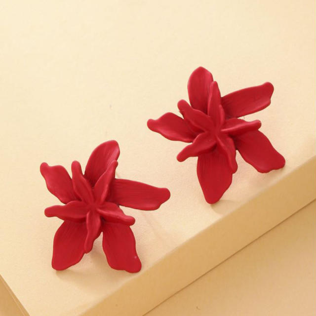 Boho bloom flower color painting ear studs