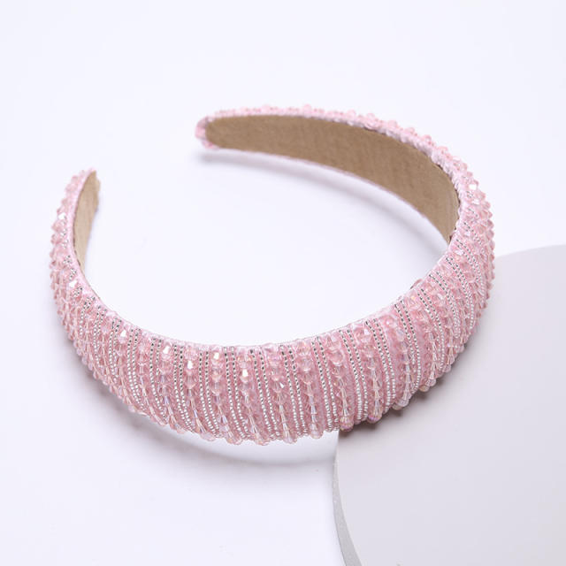 Delicate colorful crystal bead handmade baroque padded headband