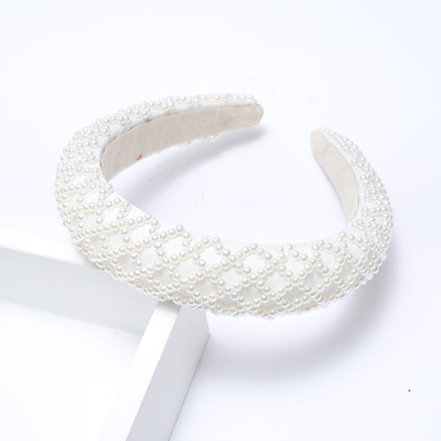 Elegant pearl bead padded headband
