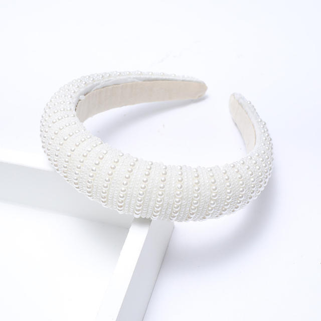 Elegant pearl bead padded headband