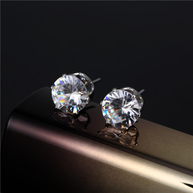 Easy match color cz classic studs earrings