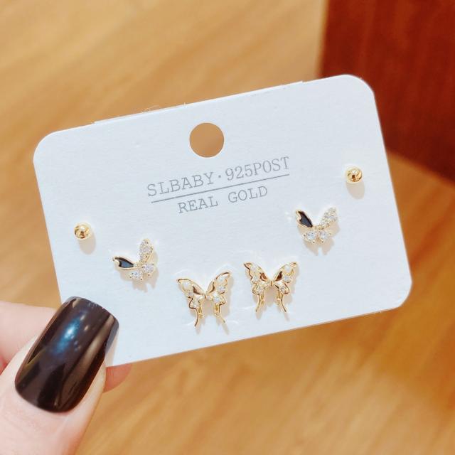 Chic butterfly copper ear studs set