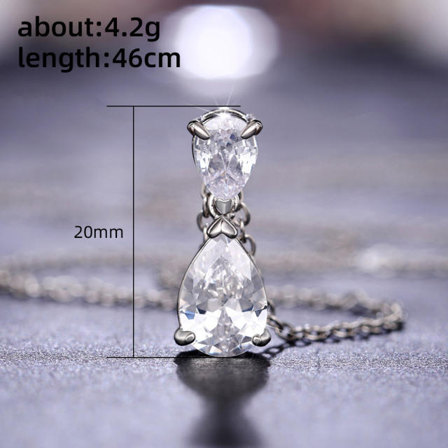 Dainty drop diamond copper necklace