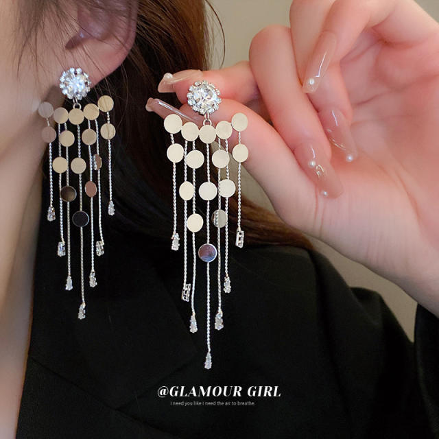 Popular gliter tassel long earrings