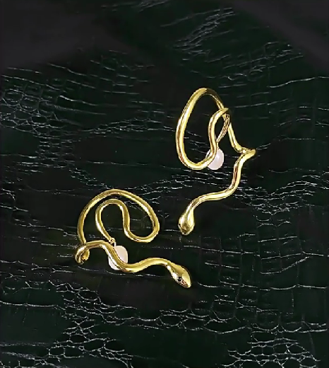 18K real gold plated snake shape copper ear wrap