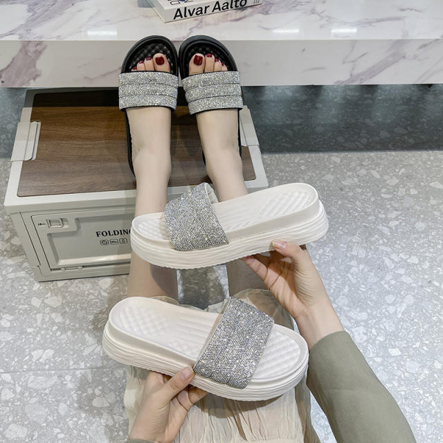 Summer design casual diamond platform slippers
