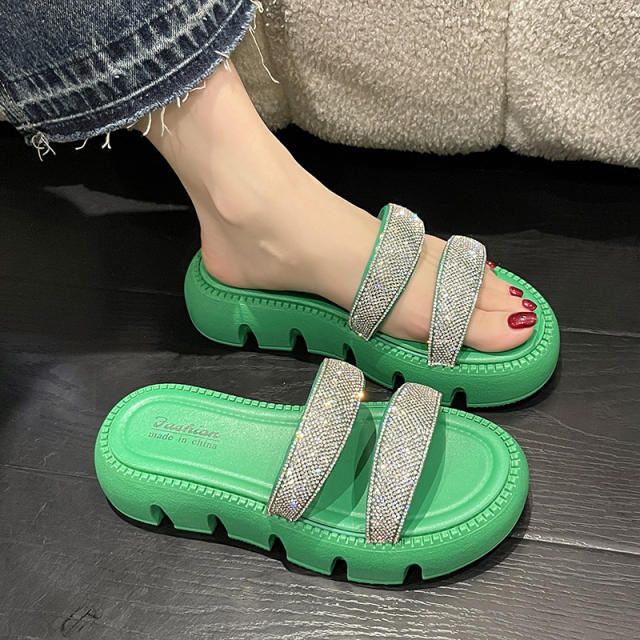 Summer design casual diamond platform slippers