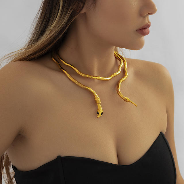 Creative metal snake design soft multi function necklace