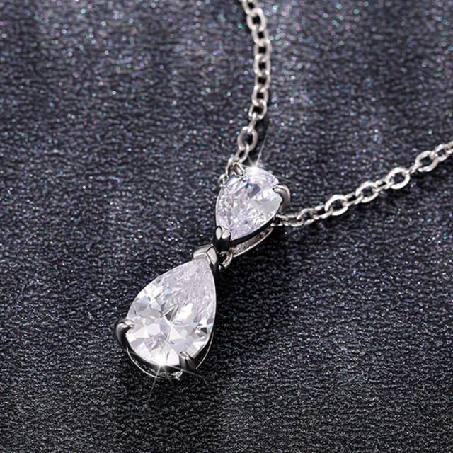 Dainty drop diamond copper necklace
