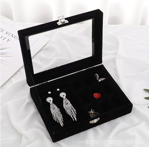Velvet earring rings jewelry box