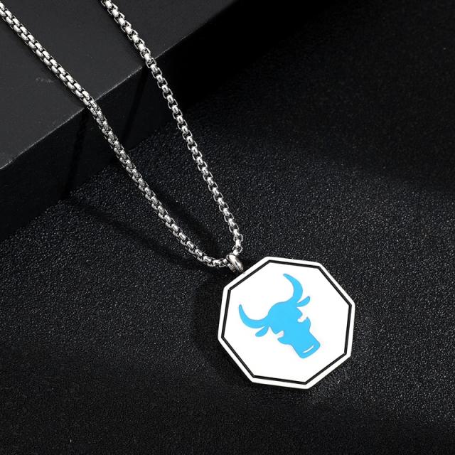 Comic personality chinese zodiac pendant stainless steel necklace for men