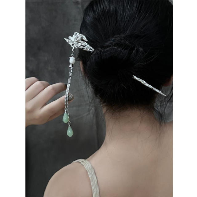 Chinese trend silver color metal hair sticks