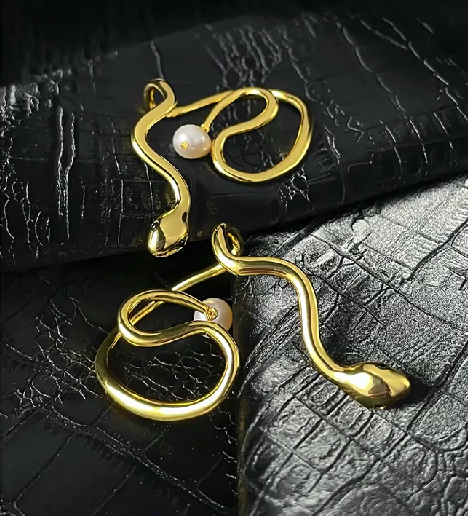 18K real gold plated snake shape copper ear wrap