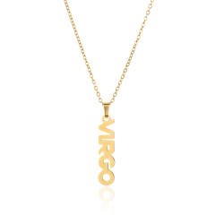 18K gold plated stainless steel zodiac pendant necklace