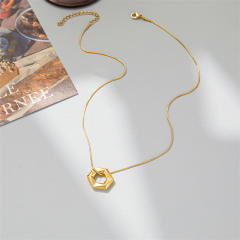 Korean fashion concise geometric pendant stainless steel necklace