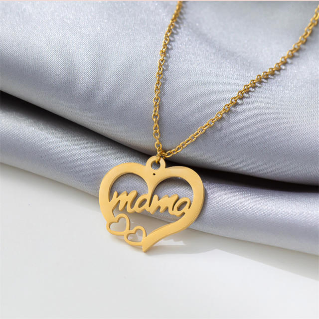Fashionable heart shape mom letter mother's day stainless steel necklace