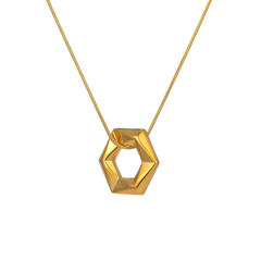 Korean fashion concise geometric pendant stainless steel necklace