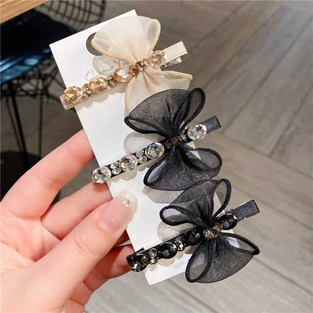 Sweet diamond bow duckbill hair clips