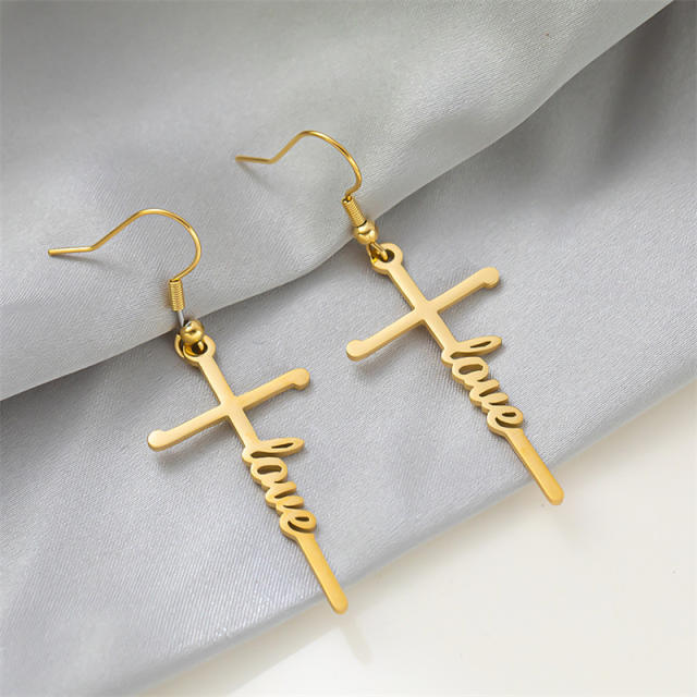 Hope blessed letter stainless steel earrings