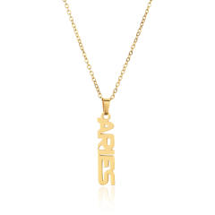 18K gold plated stainless steel zodiac pendant necklace