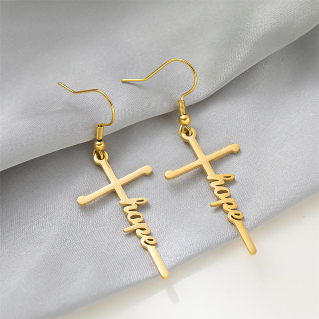 Hope blessed letter stainless steel earrings