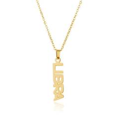 18K gold plated stainless steel zodiac pendant necklace