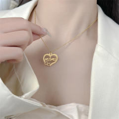 Fashionable heart shape mom letter mother's day stainless steel necklace