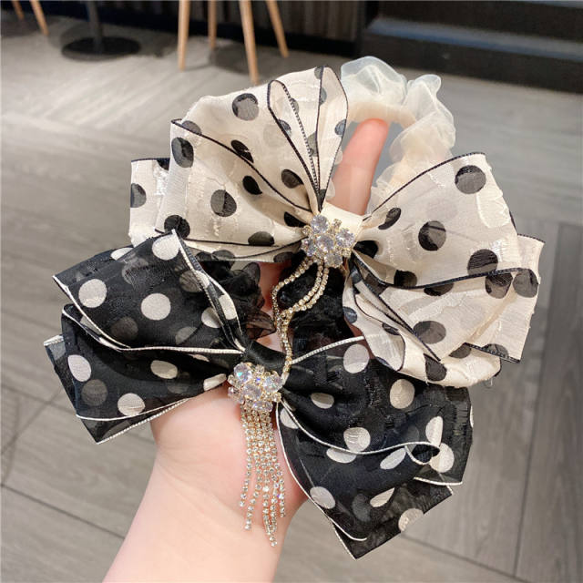 Korean fashion polka dots bow scrunchies