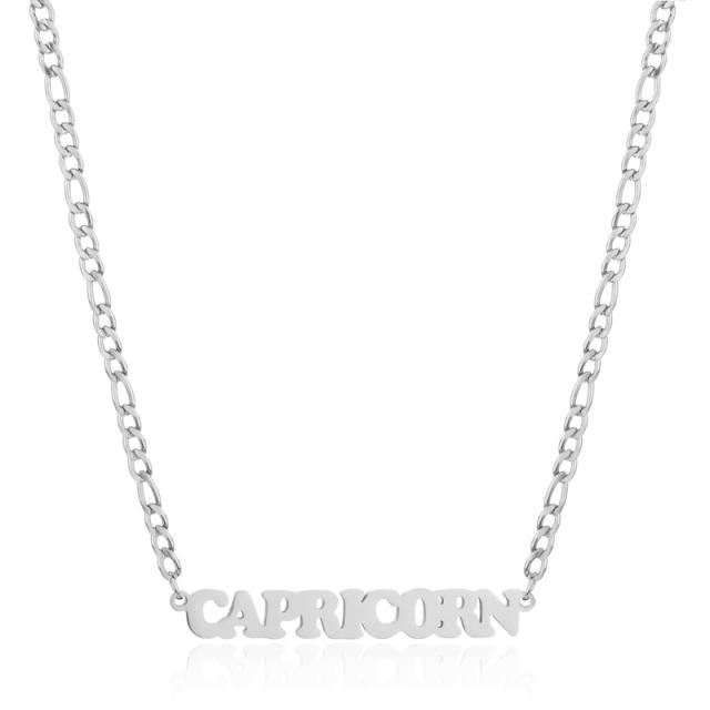304 stainless steel figaro chain zodiac necklace