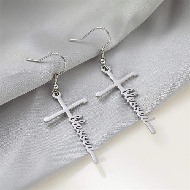 Hope blessed letter stainless steel earrings