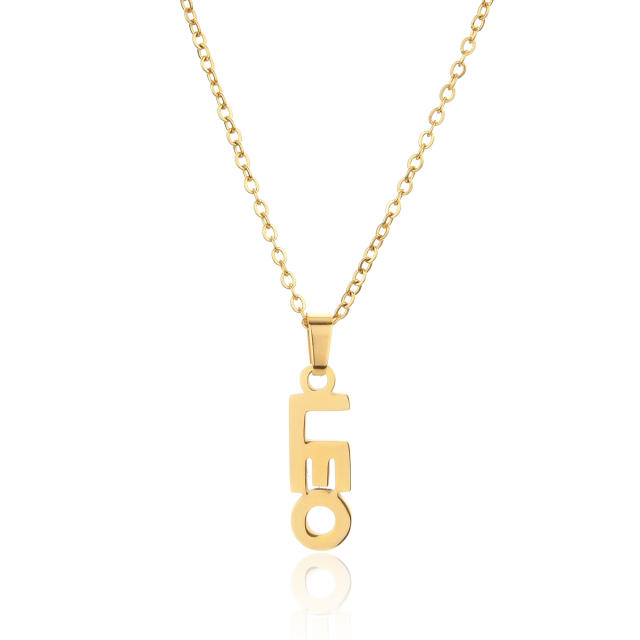 18K gold plated stainless steel zodiac pendant necklace
