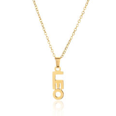 18K gold plated stainless steel zodiac pendant necklace