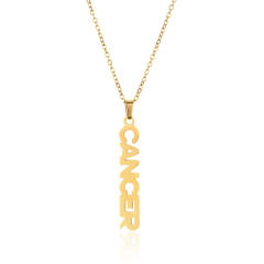 18K gold plated stainless steel zodiac pendant necklace