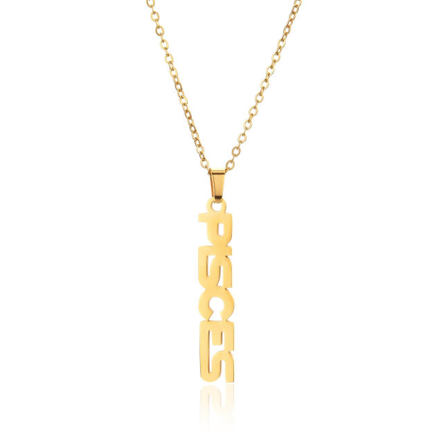 18K gold plated stainless steel zodiac pendant necklace