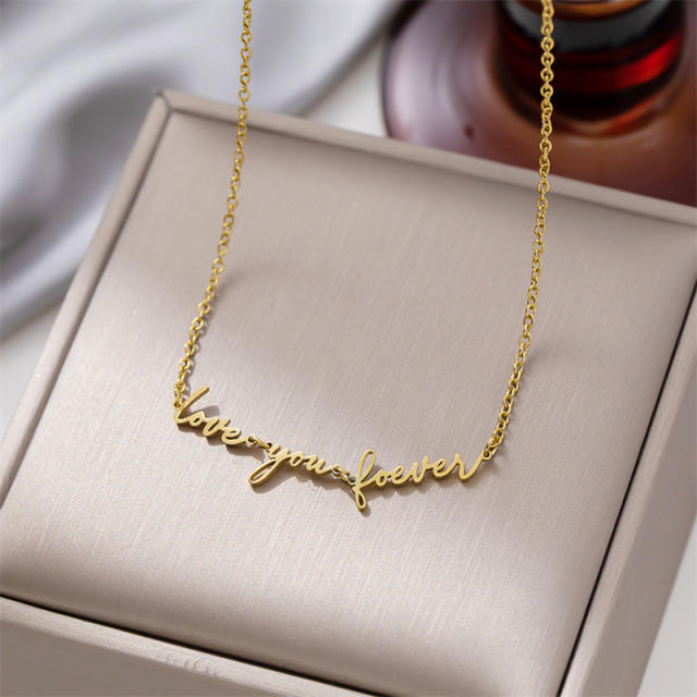 Love you forever mother's day letter stainless steel necklace