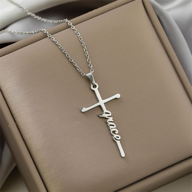 Popular trust patience hope letter stainless steel necklace