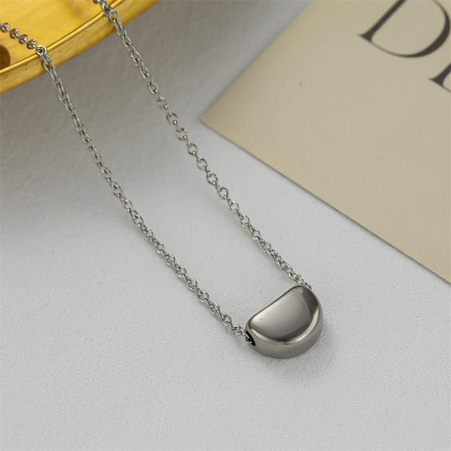 Concise jequirity bean dainty stainless steel necklace