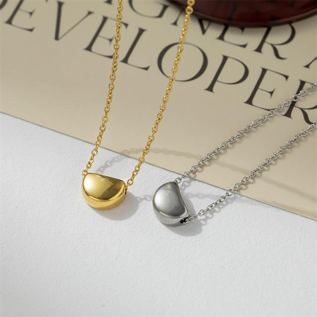 Concise jequirity bean dainty stainless steel necklace