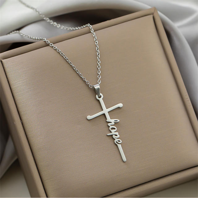 Popular trust patience hope letter stainless steel necklace