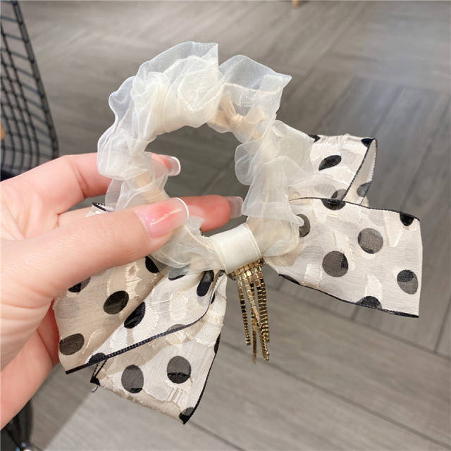 Korean fashion polka dots bow scrunchies