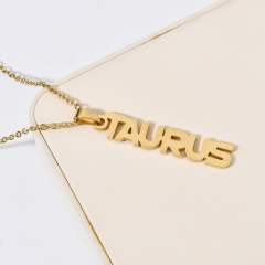 18K gold plated stainless steel zodiac pendant necklace