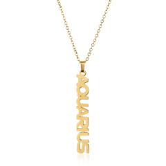 18K gold plated stainless steel zodiac pendant necklace