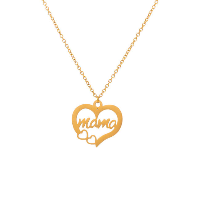 Fashionable heart shape mom letter mother's day stainless steel necklace