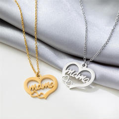 Fashionable heart shape mom letter mother's day stainless steel necklace