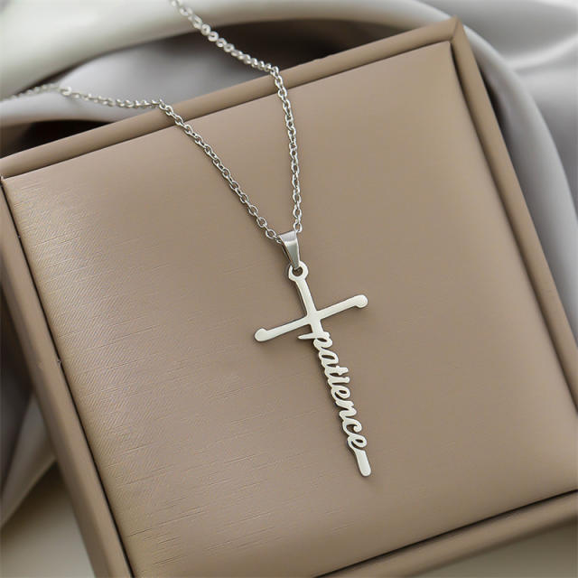 Popular trust patience hope letter stainless steel necklace