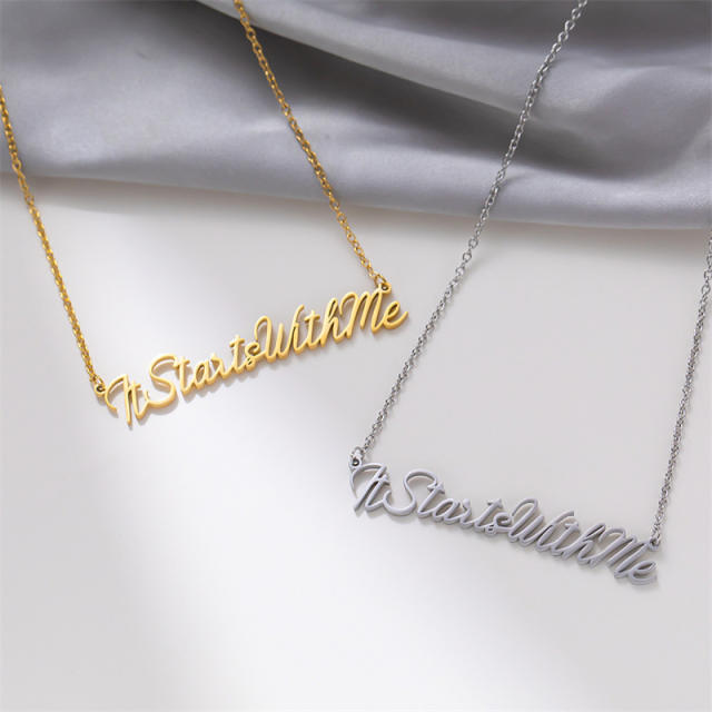 It start with me letter stainless steel necklace