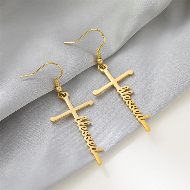 Hope blessed letter stainless steel earrings