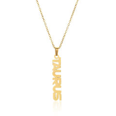 18K gold plated stainless steel zodiac pendant necklace
